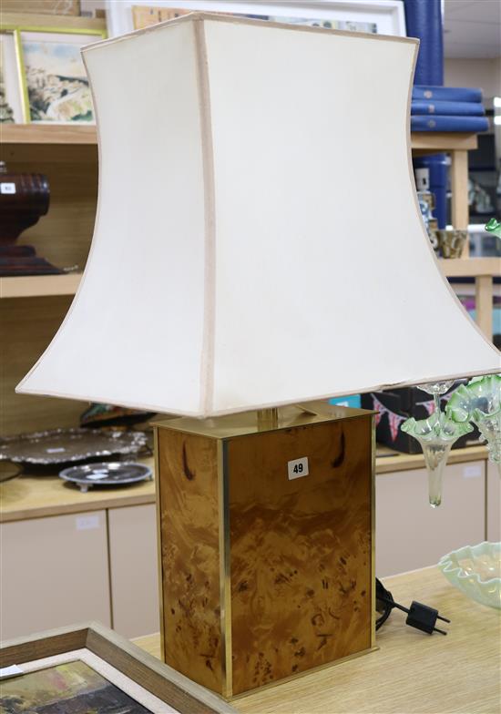 A 1970s table lamp by Joan-Claude Mahey, with original shade 76cm high including shade